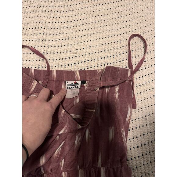 Kavu Large Long Maxi Dress With POCKETS Rusty Red Geometric Print - Picture 4 of 16